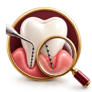 Monitoramento periodontal da gengiva e dos tecidos de suporte dos dentes