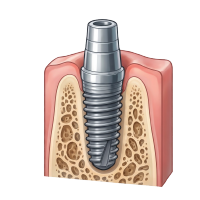 Conector metálico abutment para implante dentário em fundo transparente PNG