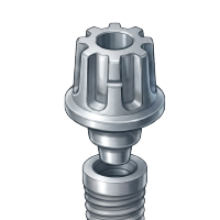 Conector metálico abutment para implante dentário em fundo transparente PNG