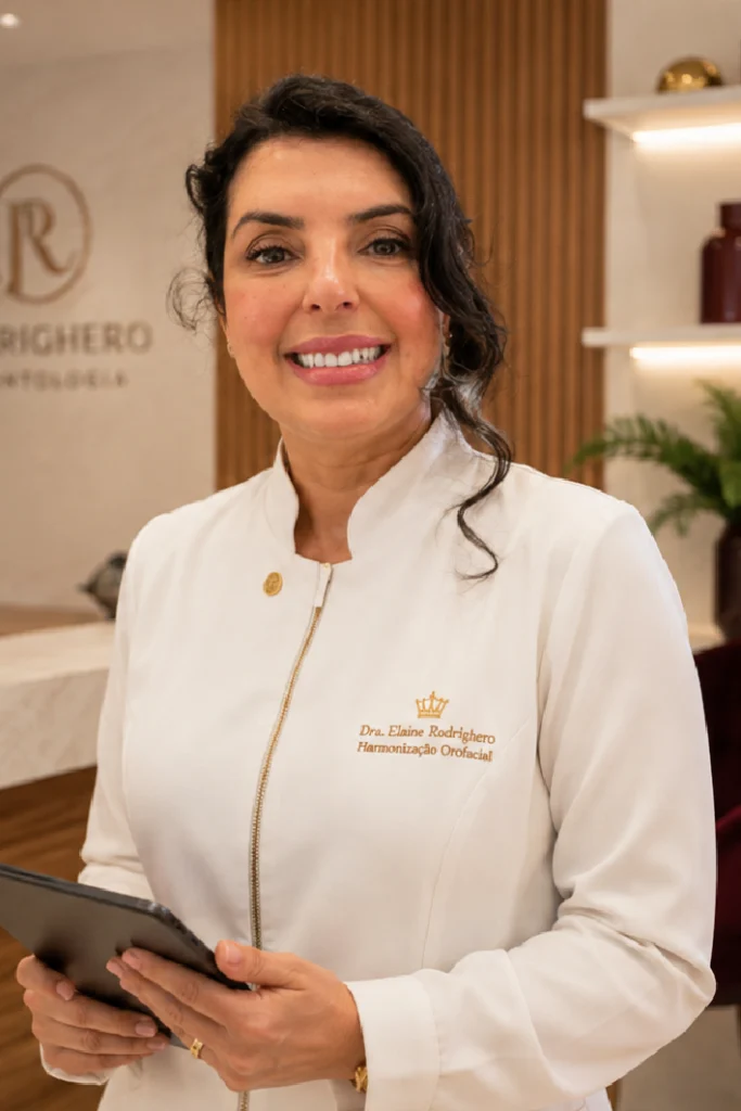 Representação da Dra. Elaine Rodrighero em ambiente clínico da Rodrighero Odontologia em Perdizes