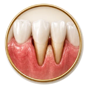 Retração gengival com exposição de parte da raiz dos dentes