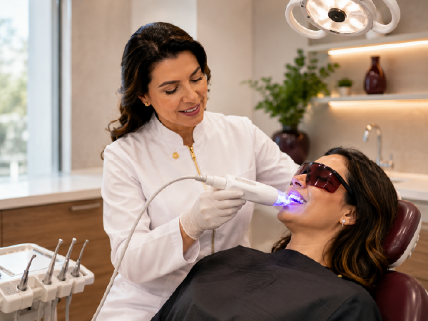 Clareamento dental em consultório com acompanhamento profissional