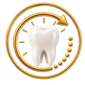 Dente com símbolo de passagem do tempo representando a durabilidade do clareamento dental
